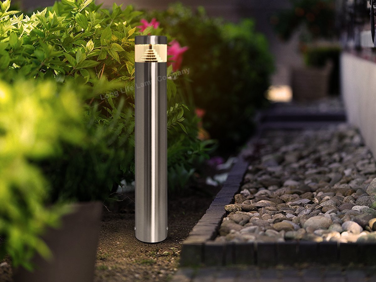Modern LED Bollard Post Ground Spike Light Warm White Stainless Steel - Energy Light Bulbs - Free delivery on all orders