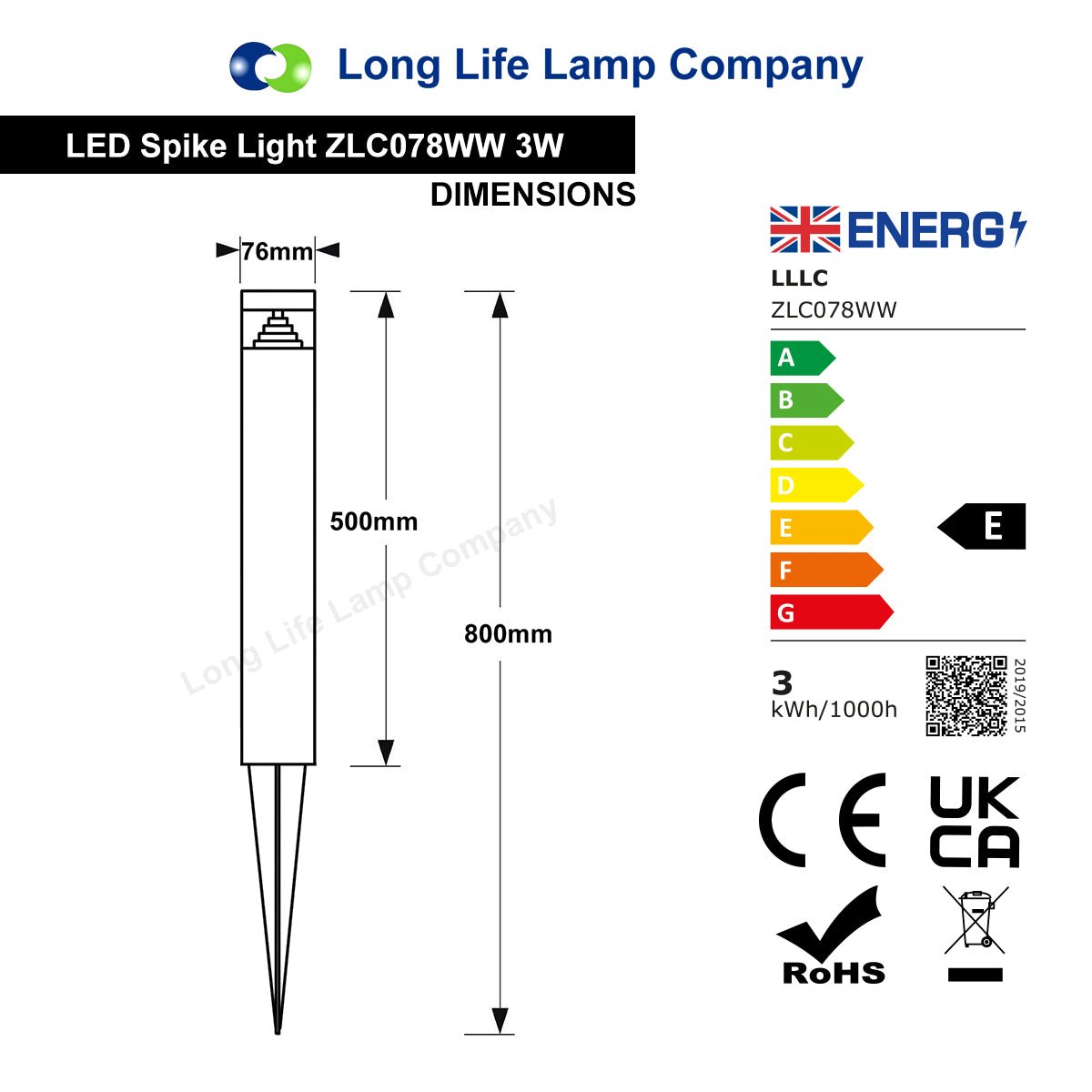 Modern LED Bollard Post Ground Spike Light Warm White Stainless Steel - Energy Light Bulbs - Free delivery on all orders