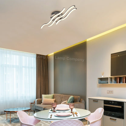 Modern LED Ceiling Chrome 3 Strip Light Warm White 20W Semi Flush - Energy Light Bulbs - Free delivery on all orders