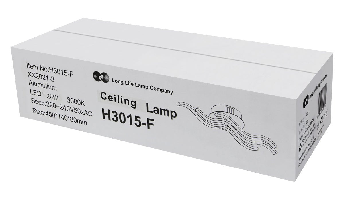 Modern LED Ceiling Chrome 3 Strip Light Warm White 20W Semi Flush - Energy Light Bulbs - Free delivery on all orders