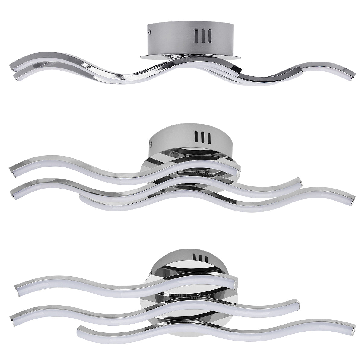 Modern LED Ceiling Chrome 3 Strip Light Warm White 20W Semi Flush - Energy Light Bulbs - Free delivery on all orders