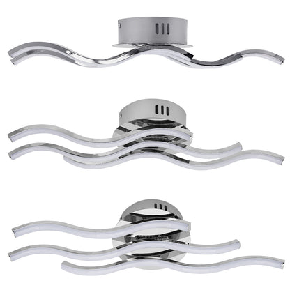 Modern LED Ceiling Chrome 3 Strip Light Warm White 20W Semi Flush - Energy Light Bulbs - Free delivery on all orders