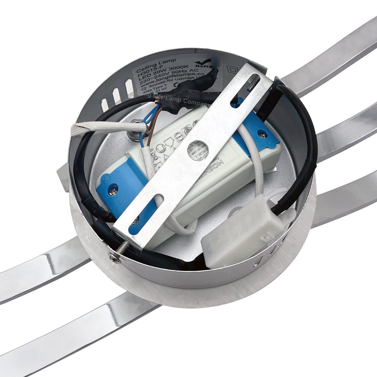 Modern LED Ceiling Chrome 3 Strip Light Warm White 20W Semi Flush - Energy Light Bulbs - Free delivery on all orders