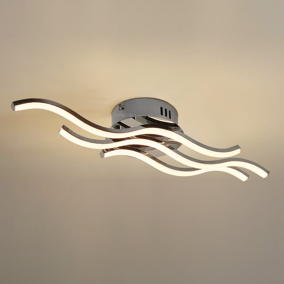 Modern LED Ceiling Chrome 3 Strip Light Warm White 20W Semi Flush - Energy Light Bulbs - Free delivery on all orders