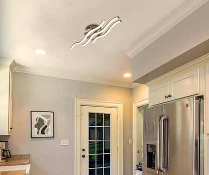 Modern LED Ceiling Chrome 3 Strip Light Warm White 20W Semi Flush - Energy Light Bulbs - Free delivery on all orders