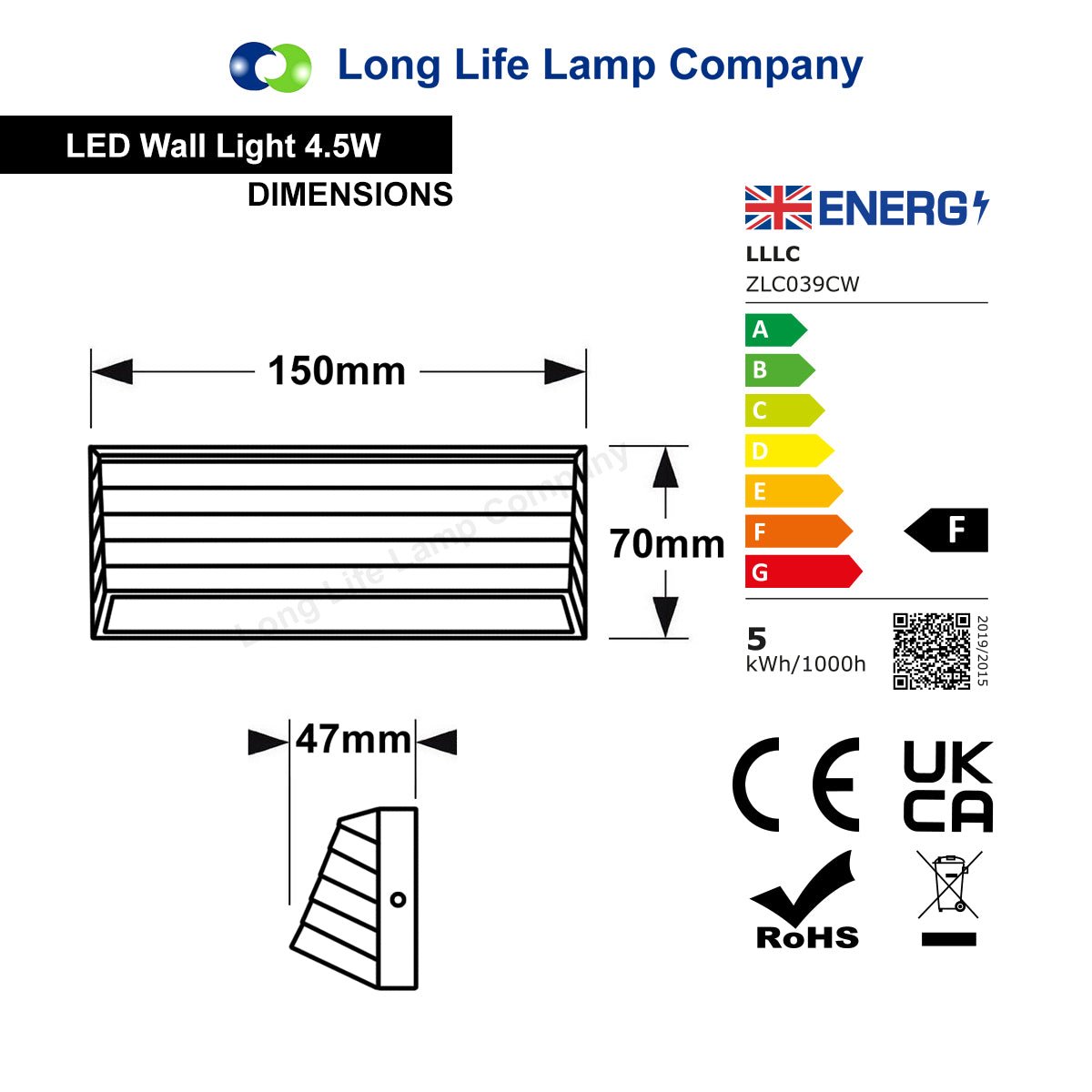 Modern LED Wall Light Down or Up Path Brick Surface Mount Light Matt Black Cool White - Energy Light Bulbs - Free delivery on all orders