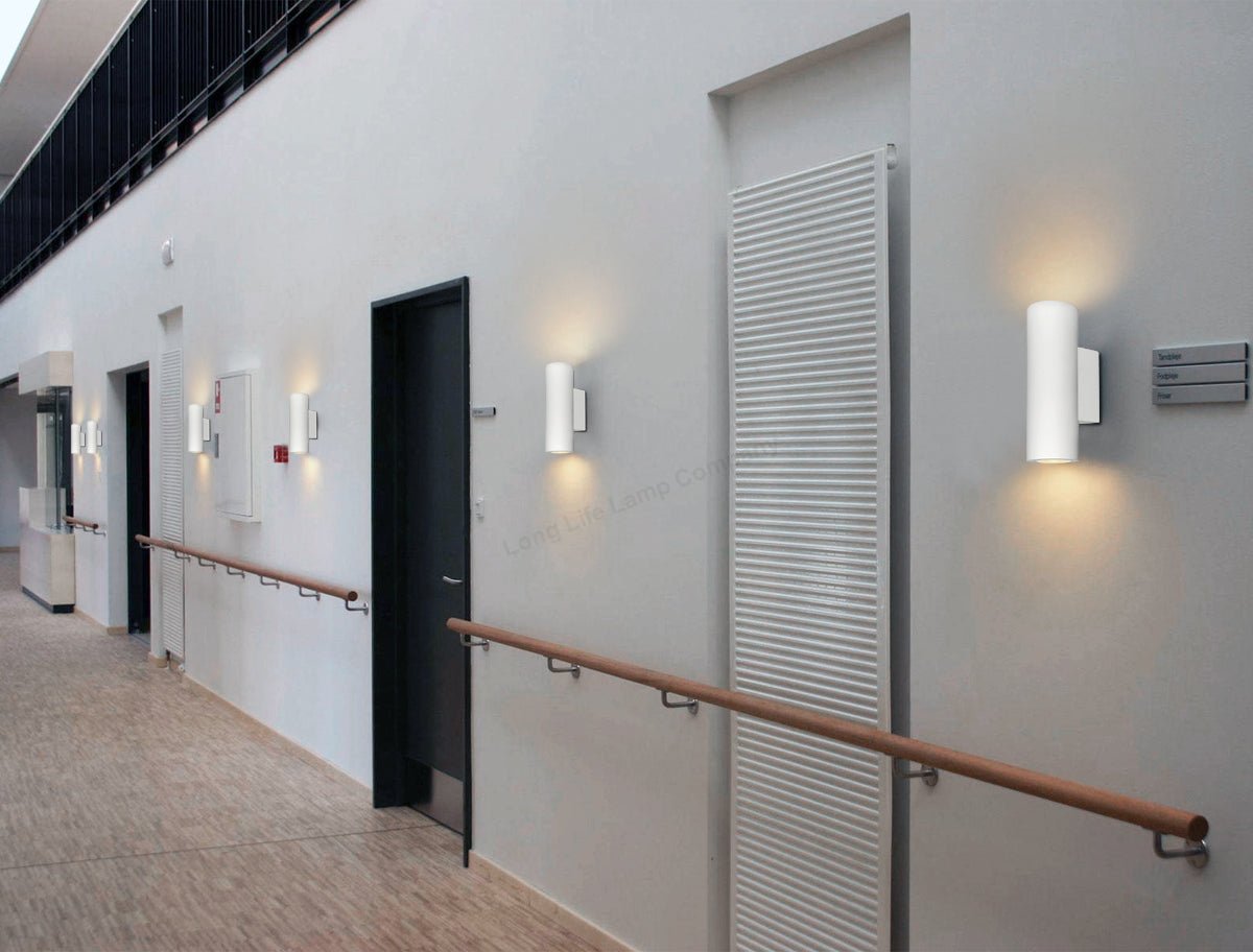 Modern LED White Ceramic Up & Down Contemporary Indoor Wall Light Lamp - Energy Light Bulbs - Free delivery on all orders