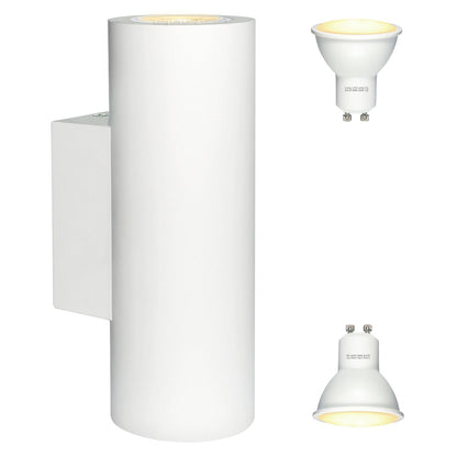 Modern LED White Ceramic Up & Down Contemporary Indoor Wall Light Lamp - Energy Light Bulbs - Free delivery on all orders