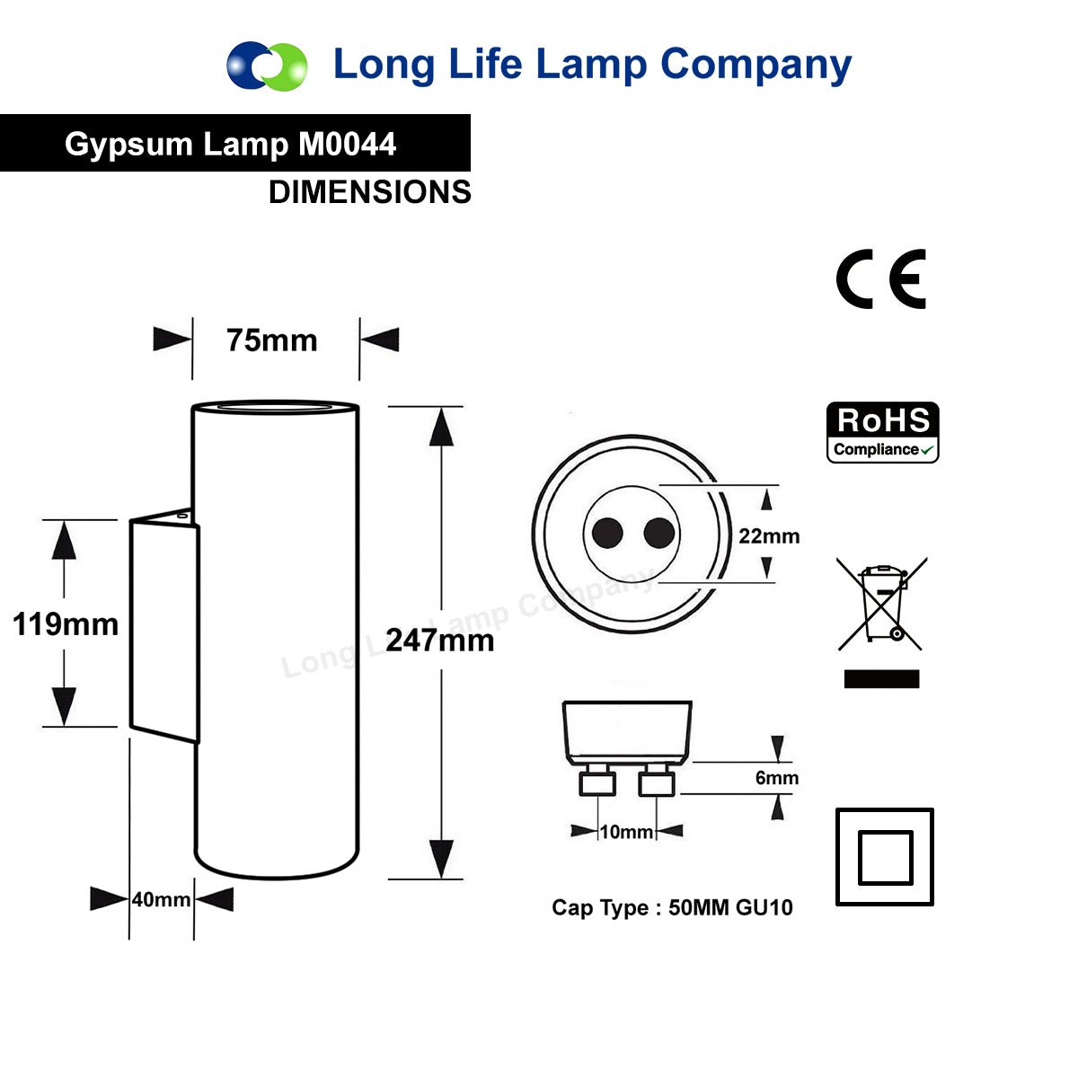Modern LED White Ceramic Up & Down Contemporary Indoor Wall Light Lamp - Energy Light Bulbs - Free delivery on all orders