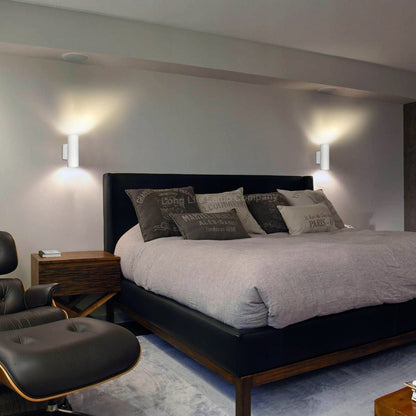 Modern LED White Ceramic Up & Down Contemporary Indoor Wall Light Lamp - Energy Light Bulbs - Free delivery on all orders