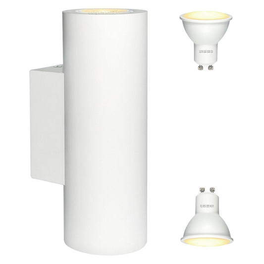 Modern LED White Ceramic Up & Down Contemporary Indoor Wall Light Lamp - Energy Light Bulbs - Free delivery on all orders