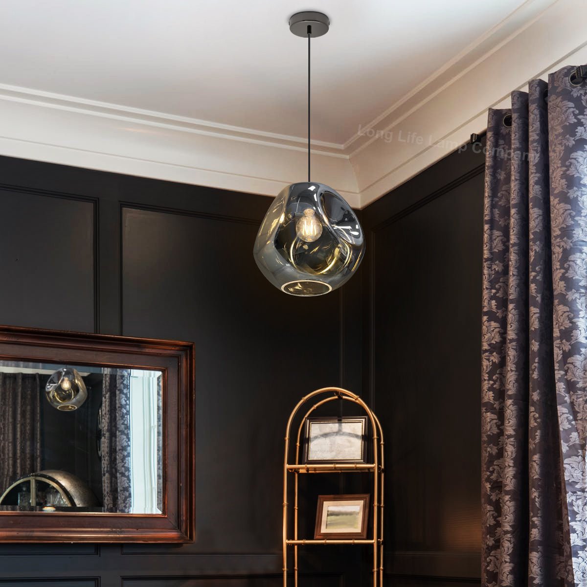 Modern Melting Glass Globe Ceiling Pendant Light Lava Shade Smoked Grey Black Nickel - Energy Light Bulbs - Free delivery on all orders