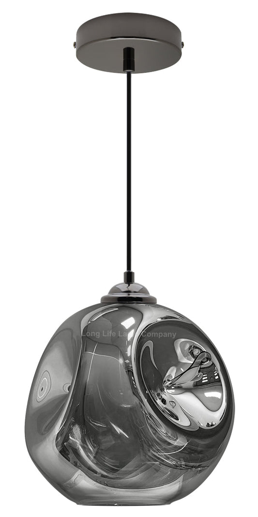 Modern Melting Glass Globe Ceiling Pendant Light Lava Shade Smoked Grey Black Nickel - Energy Light Bulbs - Free delivery on all orders