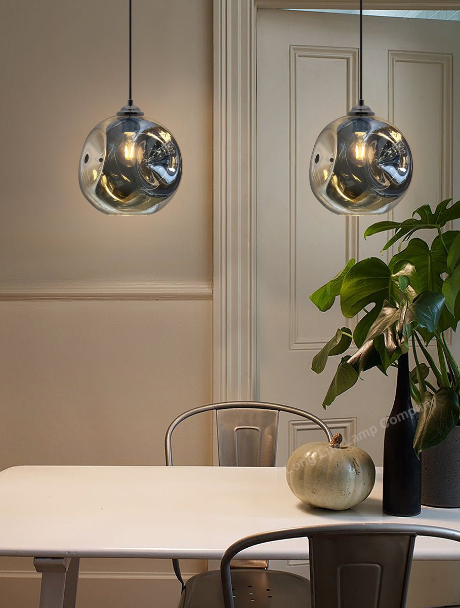 Modern Melting Glass Globe Ceiling Pendant Light Lava Shade Smoked Grey Black Nickel - Energy Light Bulbs - Free delivery on all orders