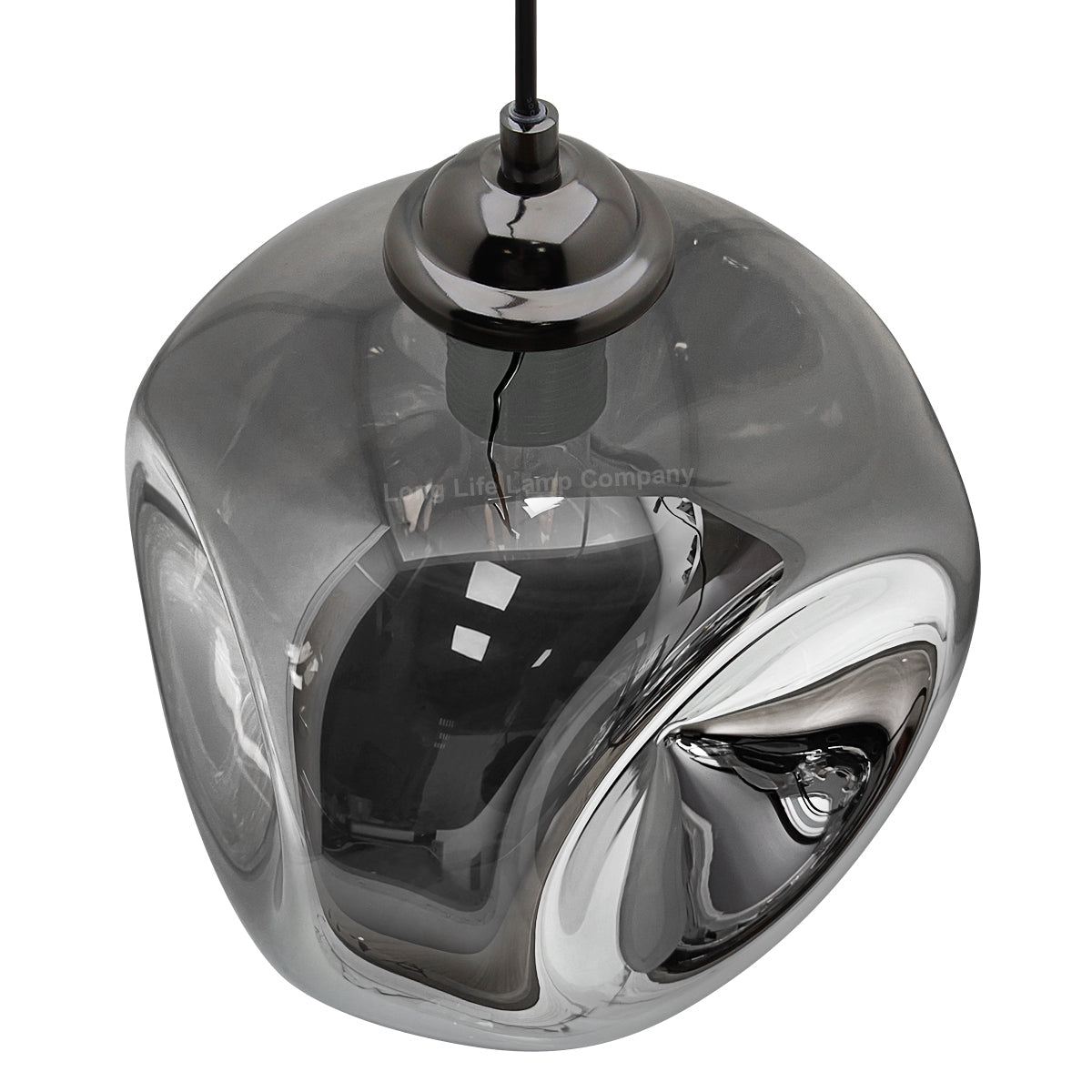 Modern Melting Glass Globe Ceiling Pendant Light Lava Shade Smoked Grey Black Nickel - Energy Light Bulbs - Free delivery on all orders