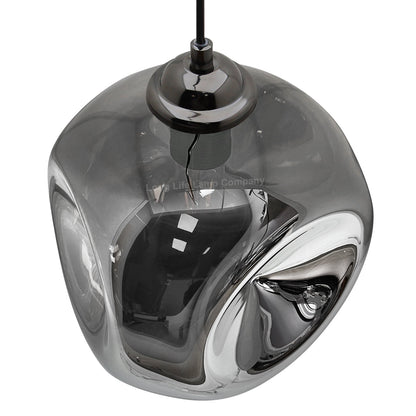 Modern Melting Glass Globe Ceiling Pendant Light Lava Shade Smoked Grey Black Nickel - Energy Light Bulbs - Free delivery on all orders