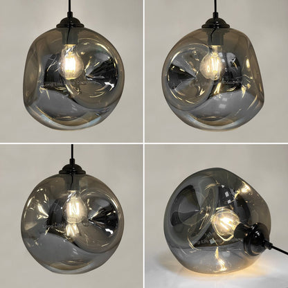 Modern Melting Glass Globe Ceiling Pendant Light Lava Shade Smoked Grey Black Nickel - Energy Light Bulbs - Free delivery on all orders