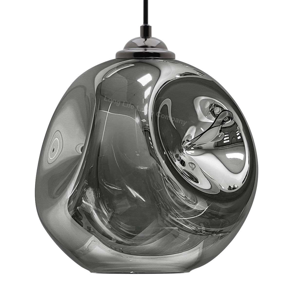 Modern Melting Glass Globe Ceiling Pendant Light Lava Shade Smoked Grey Black Nickel - Energy Light Bulbs - Free delivery on all orders