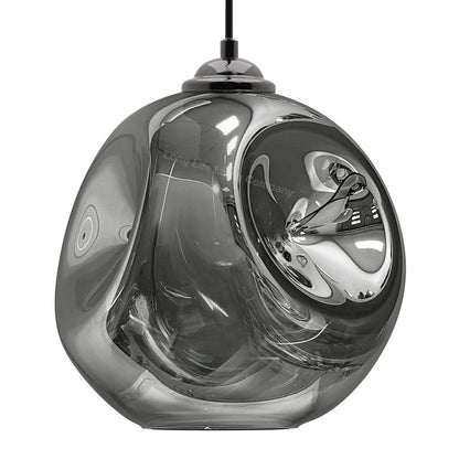 Modern Melting Glass Globe Ceiling Pendant Light Lava Shade Smoked Grey Black Nickel - Energy Light Bulbs - Free delivery on all orders