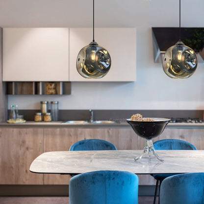 Modern Melting Glass Globe Ceiling Pendant Light Lava Shade Smoked Grey Black Nickel - Energy Light Bulbs - Free delivery on all orders