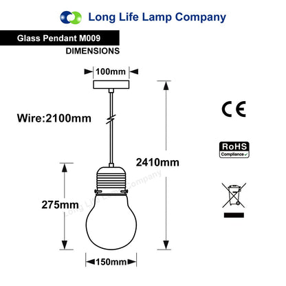 Modern New Bulb Shape Glass Ceiling Pendant Light Fitting - Energy Light Bulbs - Free delivery on all orders