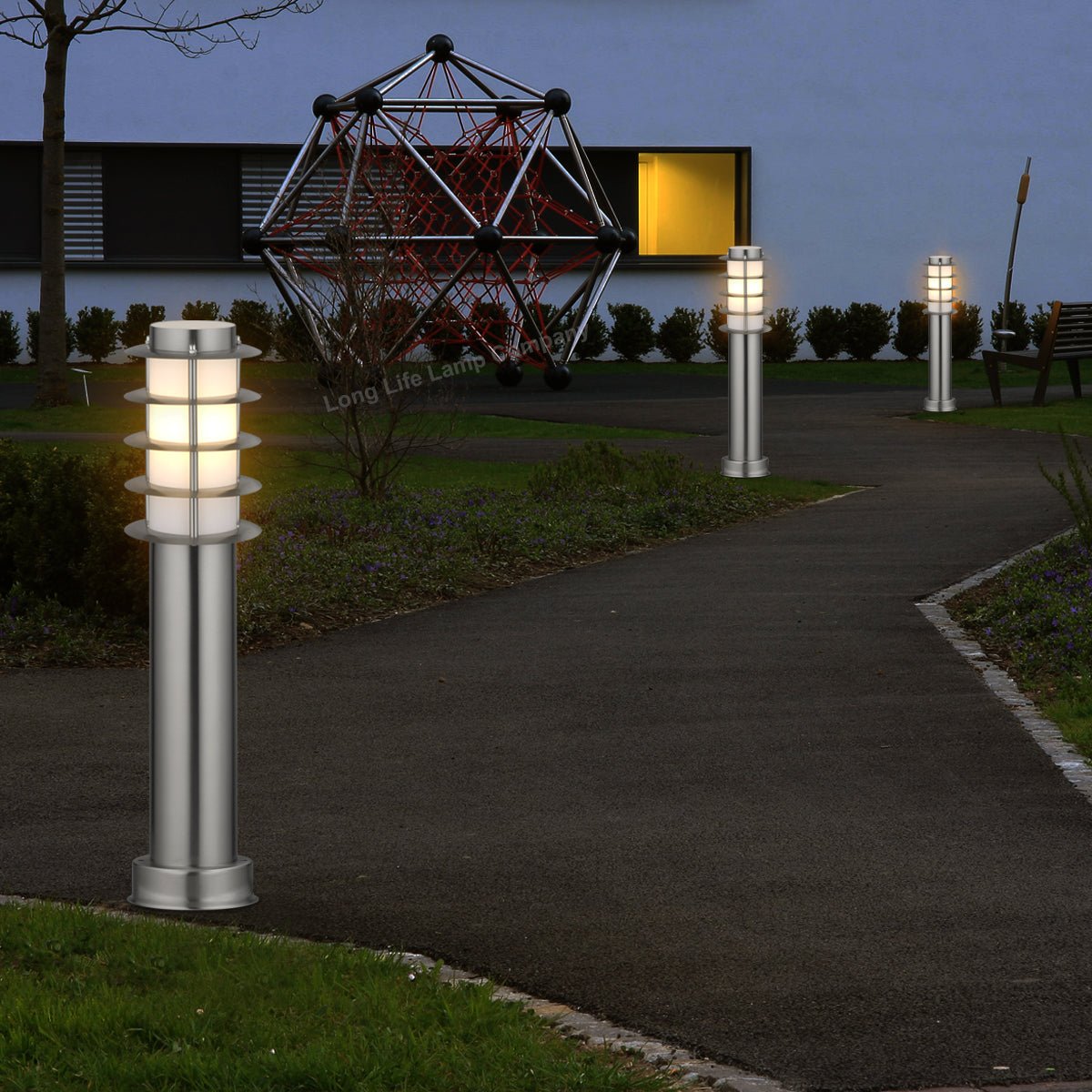 Modern Outdoor Bollard Light Stainless Steel Opaque Diffuser - Energy Light Bulbs - Free delivery on all orders