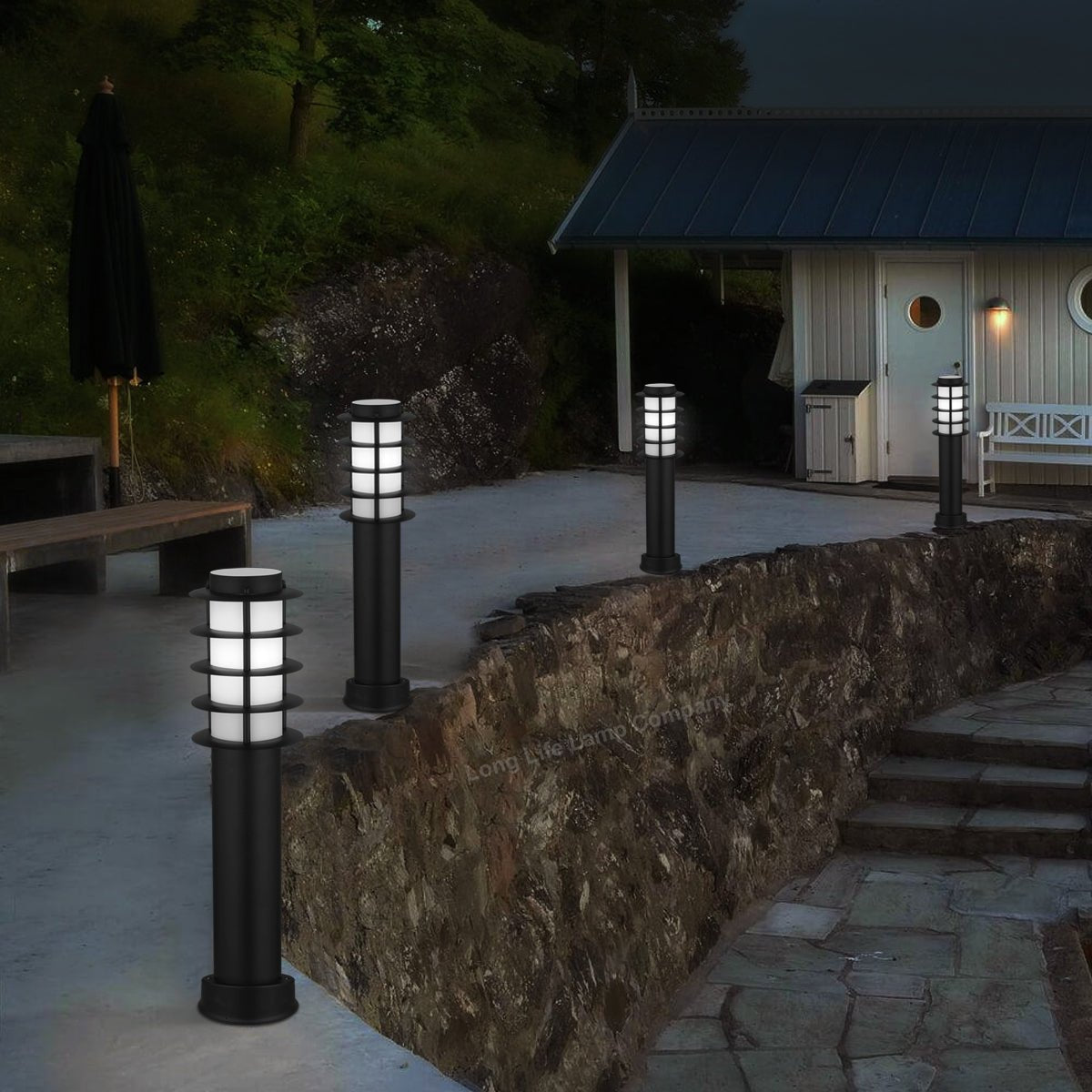 Modern Outdoor Bollard Light Stainless Steel Opaque Diffuser - Energy Light Bulbs - Free delivery on all orders