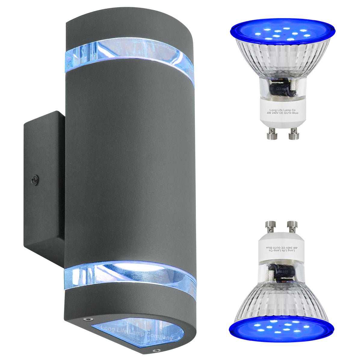 Modern Outdoor Double Wall Light | Warm White, Cool White, Blue - Energy Light Bulbs - Free delivery on all orders