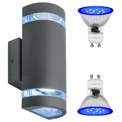 Modern Outdoor Double Wall Light | Warm White, Cool White, Blue - Energy Light Bulbs - Free delivery on all orders