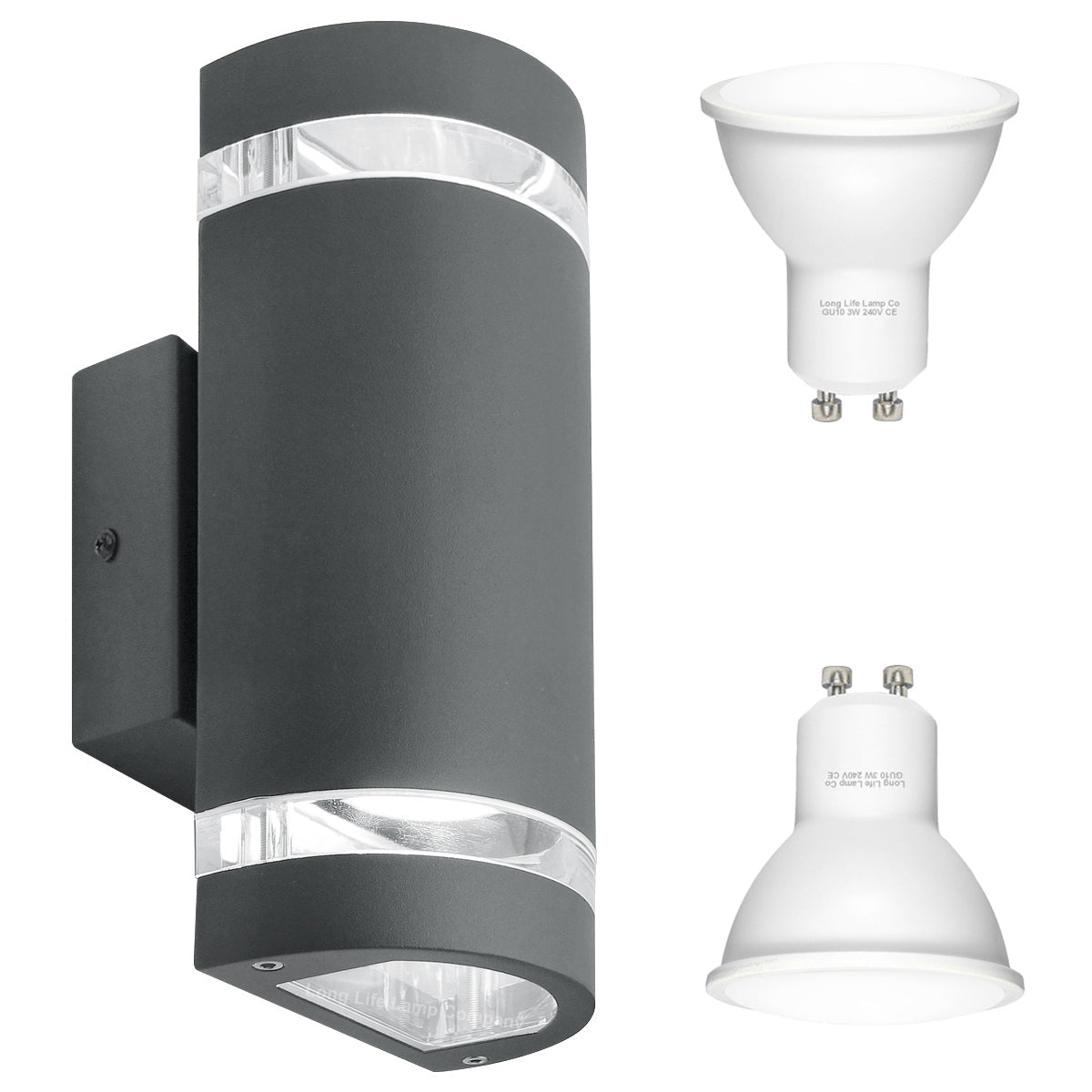 Modern Outdoor Double Wall Light | Warm White, Cool White, Blue - Energy Light Bulbs - Free delivery on all orders