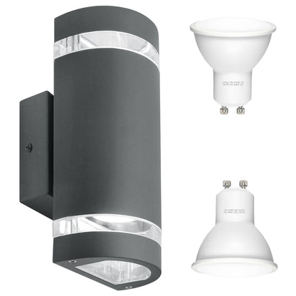 Modern Outdoor Double Wall Light | Warm White, Cool White, Blue - Energy Light Bulbs - Free delivery on all orders