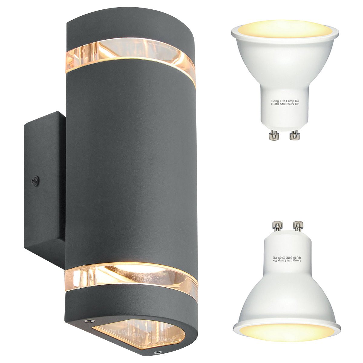 Modern Outdoor Double Wall Light | Warm White, Cool White, Blue - Energy Light Bulbs - Free delivery on all orders