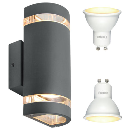 Modern Outdoor Double Wall Light | Warm White, Cool White, Blue - Energy Light Bulbs - Free delivery on all orders
