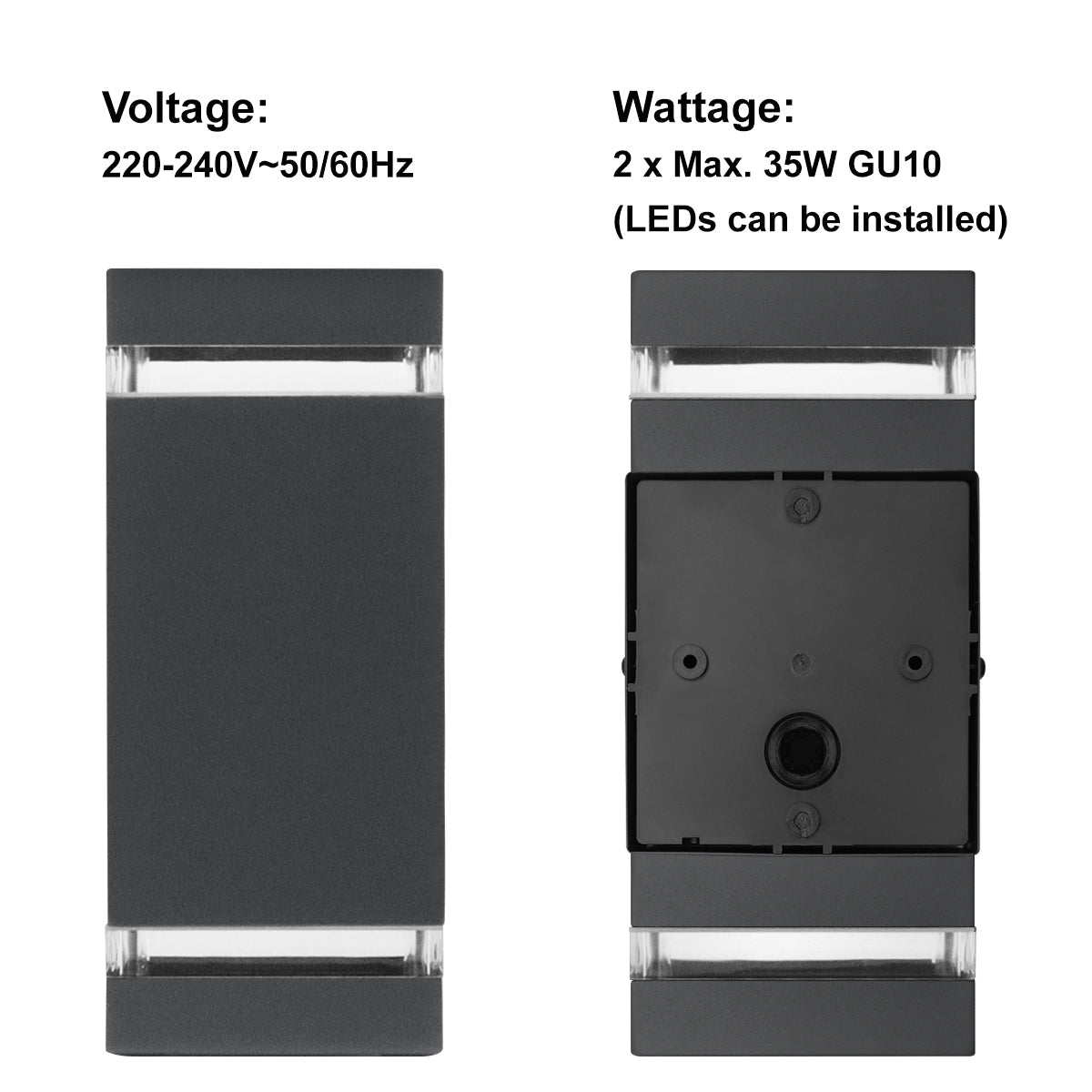 Modern Outdoor Rectangular Up Down Wall Light - Energy Light Bulbs - Free delivery on all orders