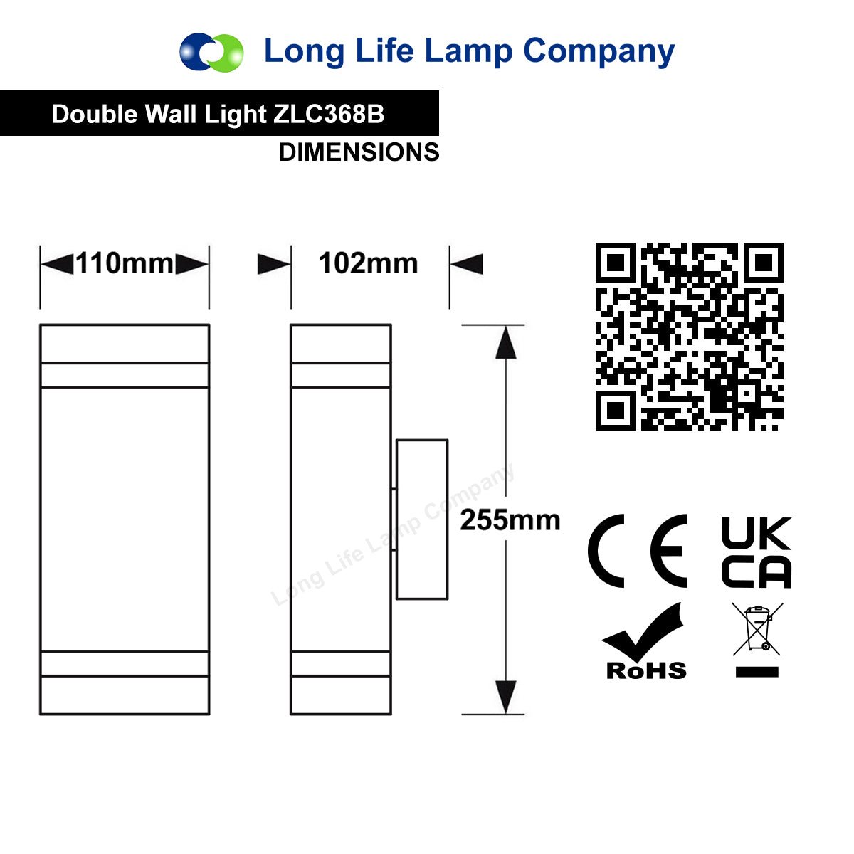 Modern Outdoor Rectangular Up Down Wall Light - Energy Light Bulbs - Free delivery on all orders