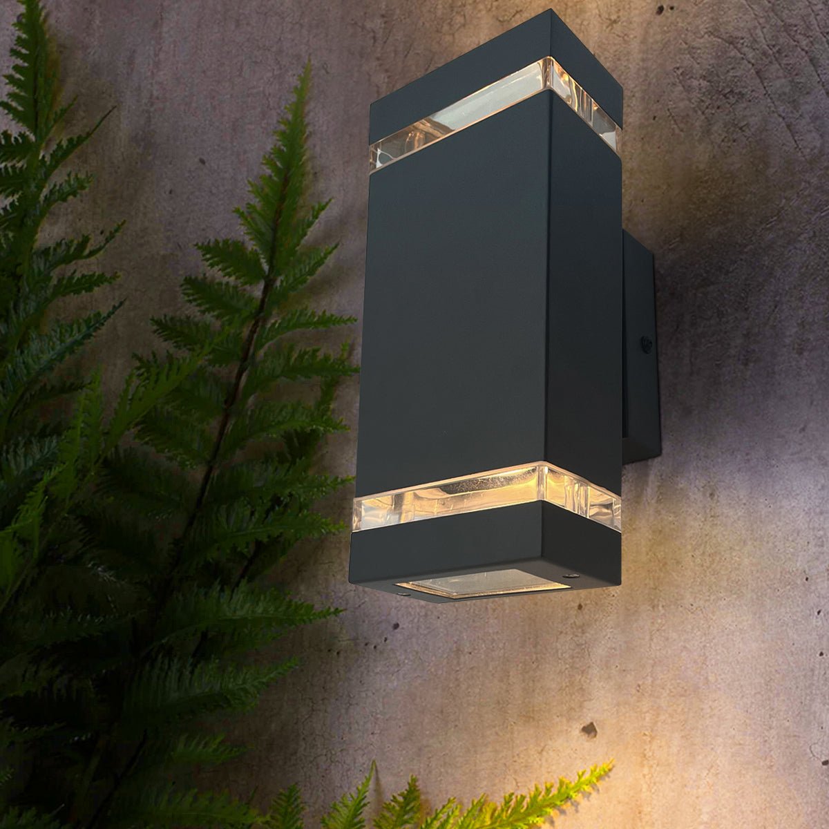 Modern Outdoor Rectangular Up Down Wall Light - Energy Light Bulbs - Free delivery on all orders