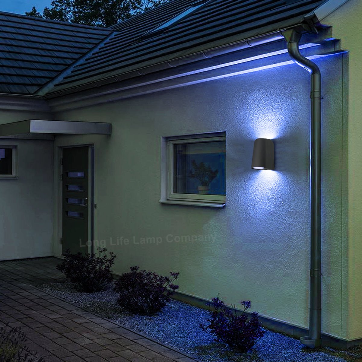 Modern Outdoor Up Down Double Wall Light Dark Grey IP54 ZLC330 with 4W LED Warm, Cool, Blue - Free delivery on all orders