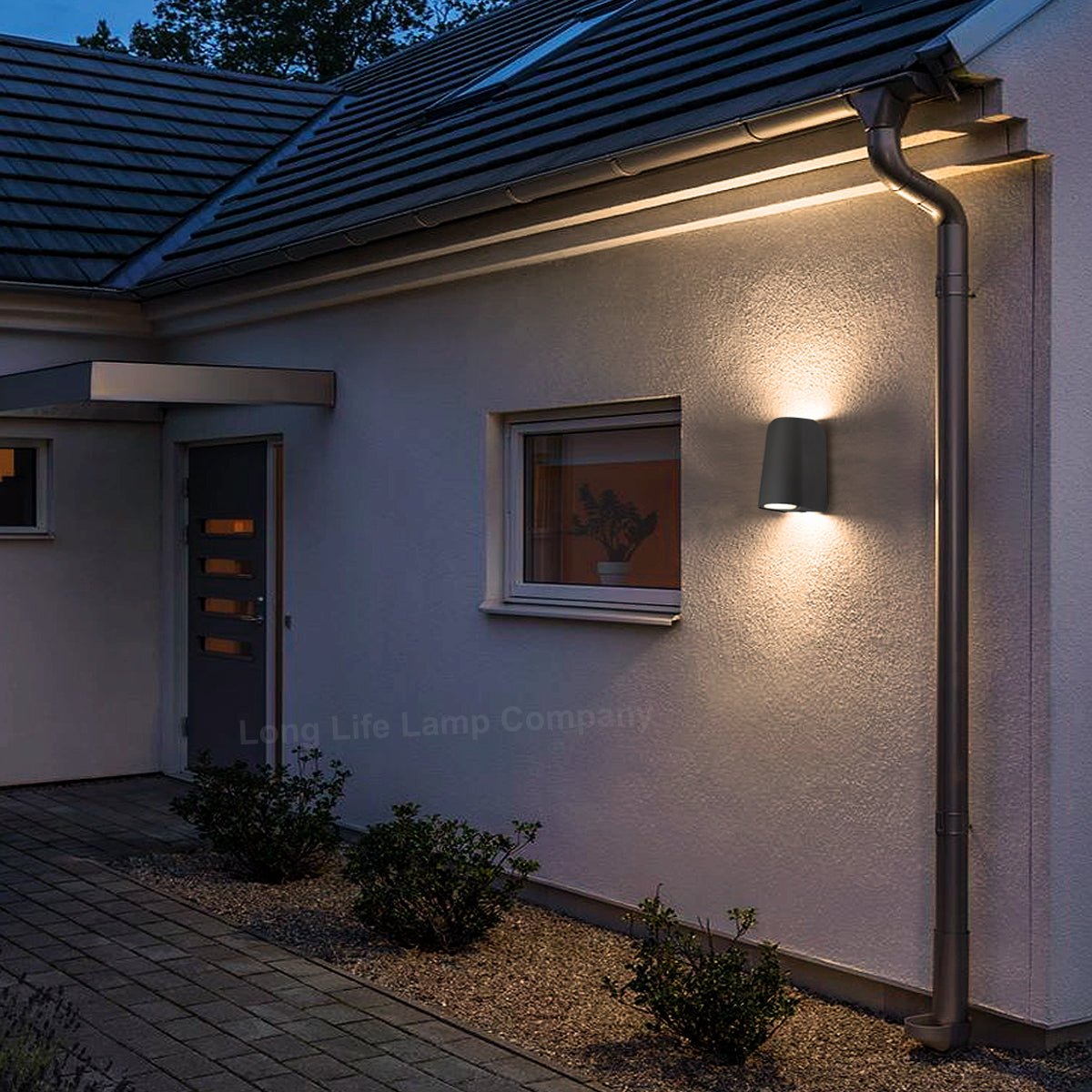 Modern Outdoor Up Down Double Wall Light Dark Grey IP54 ZLC330 with 4W LED Warm, Cool, Blue - Free delivery on all orders