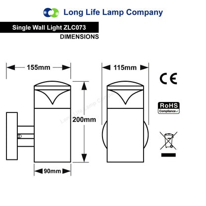 Modern Outdoor Wall Light Clear Diffuser Stainless Steel - Energy Light Bulbs - Free delivery on all orders