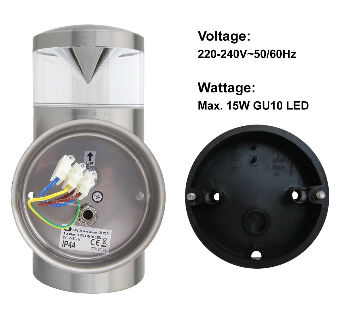 Modern Outdoor Wall Light Clear Diffuser Stainless Steel - Energy Light Bulbs - Free delivery on all orders
