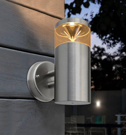 Modern Outdoor Wall Light Clear Diffuser Stainless Steel - Energy Light Bulbs - Free delivery on all orders