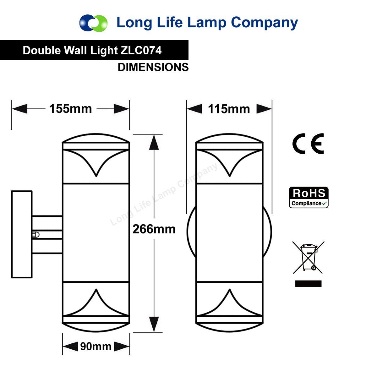 Modern Outdoor Wall Light Up Down Clear Diffuser Stainless Steel IP44 - Energy Light Bulbs - Free delivery on all orders