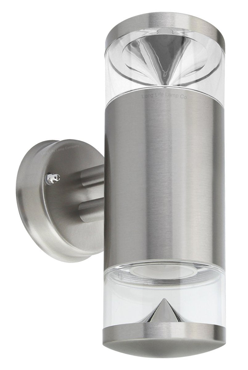 Modern Outdoor Wall Light Up Down Clear Diffuser Stainless Steel IP44 - Energy Light Bulbs - Free delivery on all orders