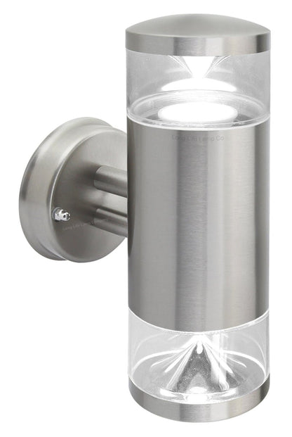 Modern Outdoor Wall Light Up Down Clear Diffuser Stainless Steel IP44 - Energy Light Bulbs - Free delivery on all orders