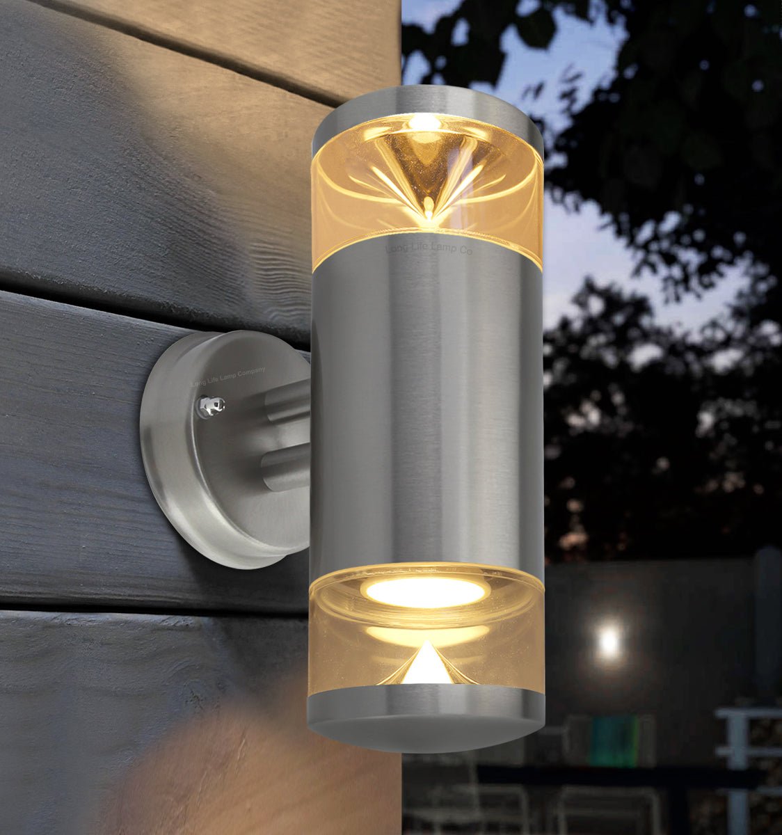 Modern Outdoor Wall Light Up Down Clear Diffuser Stainless Steel IP44 - Energy Light Bulbs - Free delivery on all orders