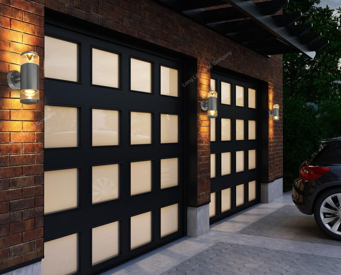 Modern Outdoor Wall Light Up Down Clear Diffuser Stainless Steel IP44 - Energy Light Bulbs - Free delivery on all orders