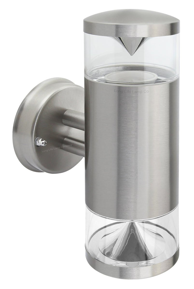 Modern Outdoor Wall Light Up Down Clear Diffuser Stainless Steel IP44 - Energy Light Bulbs - Free delivery on all orders