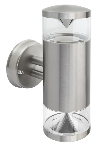 Modern Outdoor Wall Light Up Down Clear Diffuser Stainless Steel IP44 - Energy Light Bulbs - Free delivery on all orders