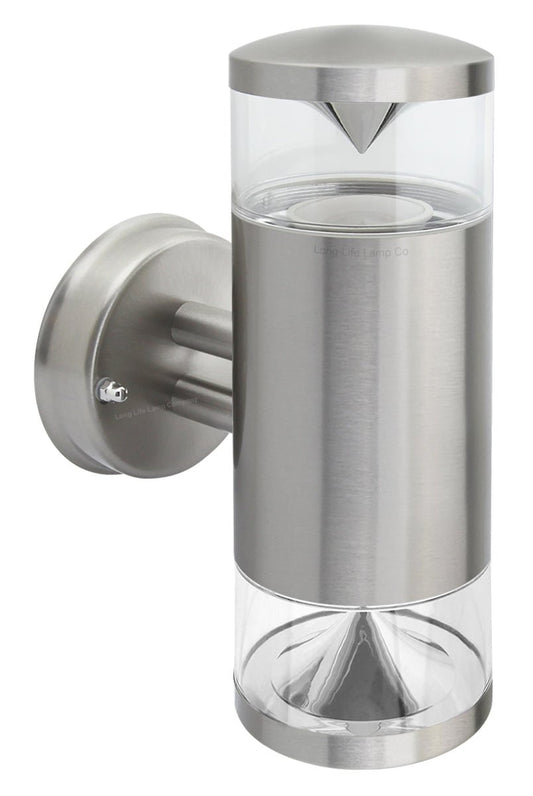 Modern Outdoor Wall Light Up Down Clear Diffuser Stainless Steel IP44 - Energy Light Bulbs - Free delivery on all orders
