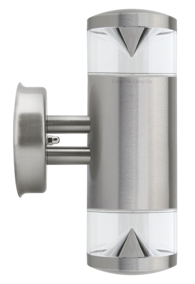 Modern Outdoor Wall Light Up Down Clear Diffuser Stainless Steel IP44 - Energy Light Bulbs - Free delivery on all orders